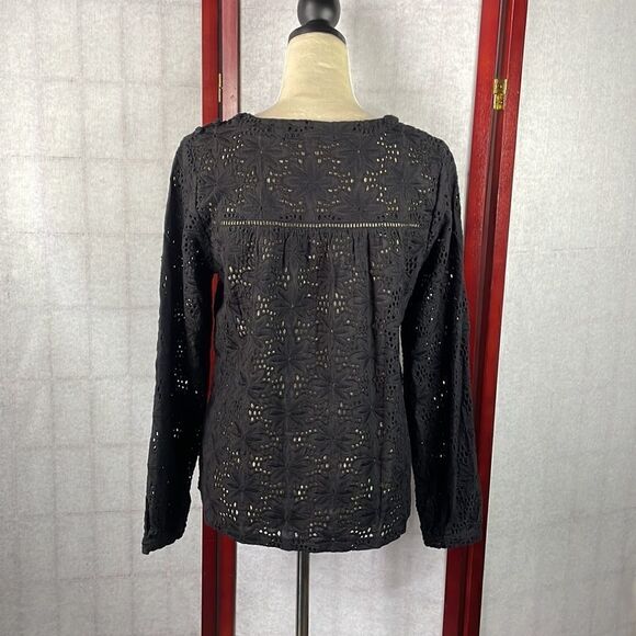 Urban Outfitters L’affaire Black Floral Eyelet Designed Top (Size: Small) - Picture 8 of 15